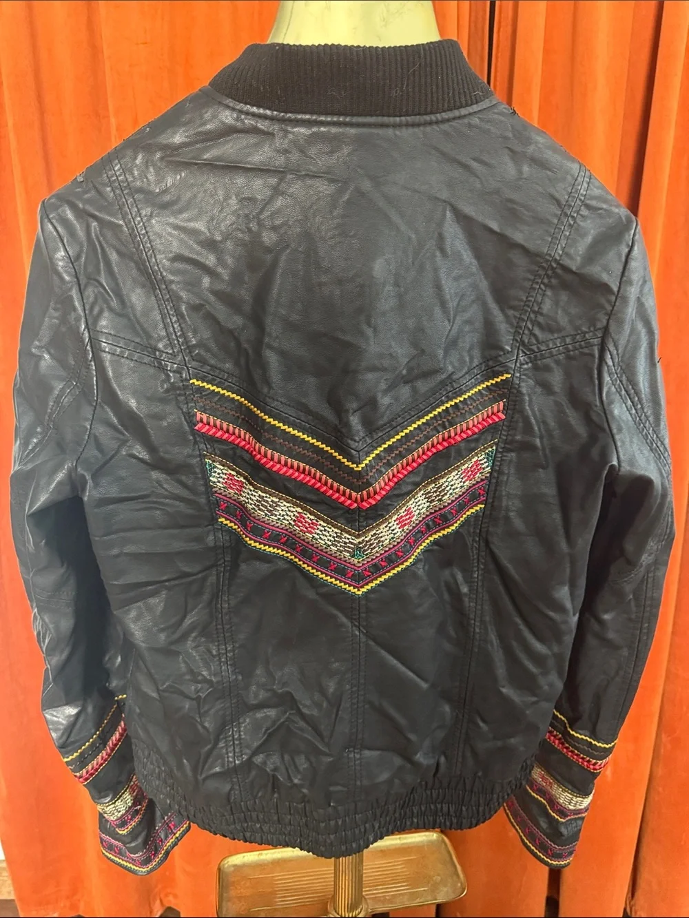 Embroidered Black Bomber Jacket - Women's